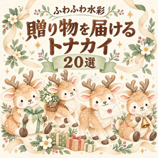 贈り物を届ける水彩トナカイ20選