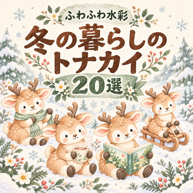 冬の暮らしの水彩トナカイ20選