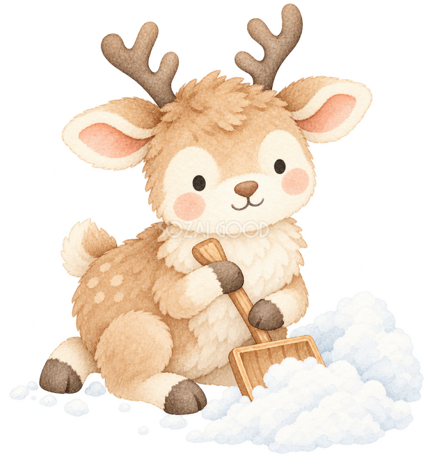 雪かきをするトナカイ