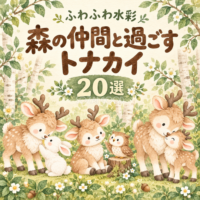 森の仲間と過ごす水彩トナカイ20選 森の仲間と過ごす水彩トナカイ20選