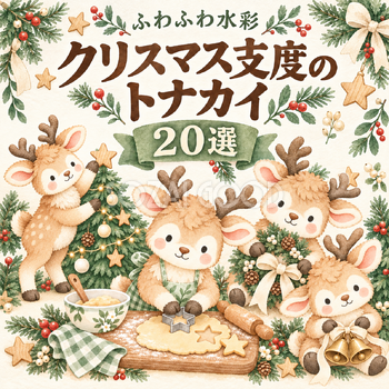 クリスマス支度の水彩トナカイ20選