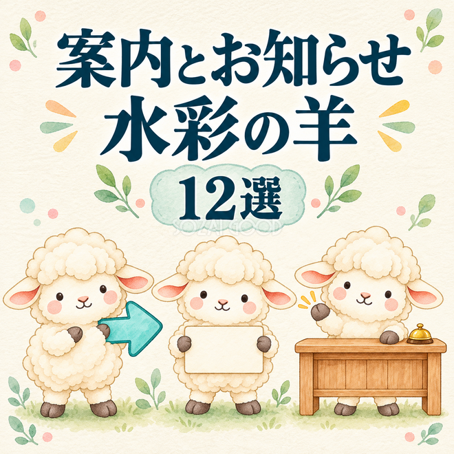 案内とお知らせを伝える水彩の羊12選