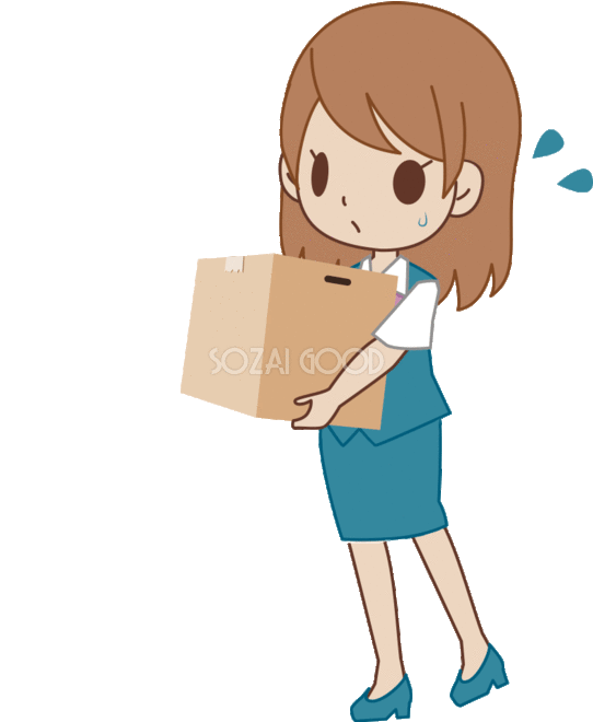 あ 忙しい 女性が重い荷物を運ぶ動くgifアニメーション 無料イラスト 素材good