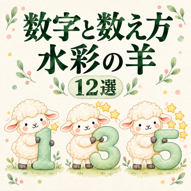 数字と数え方の水彩の羊12選 数字と数え方の水彩の羊12選