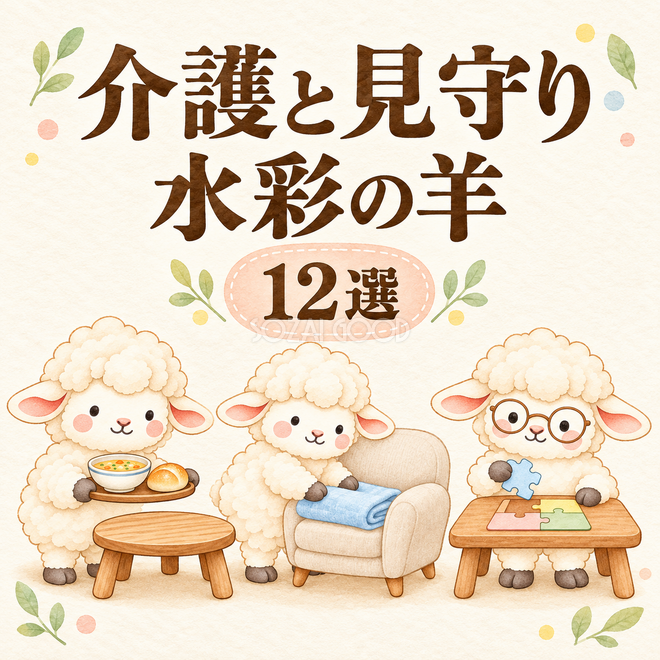 介護と見守りの水彩の羊12選