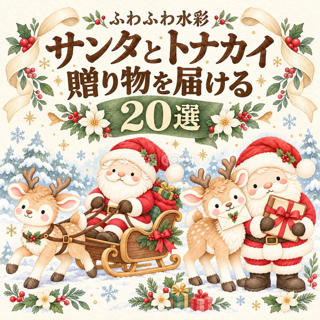サンタとトナカイの贈り物配達20選