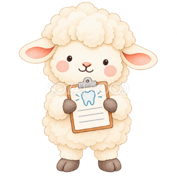 歯科健診の用紙を持つ羊｜かわいい水彩の無料イラスト素材 117710