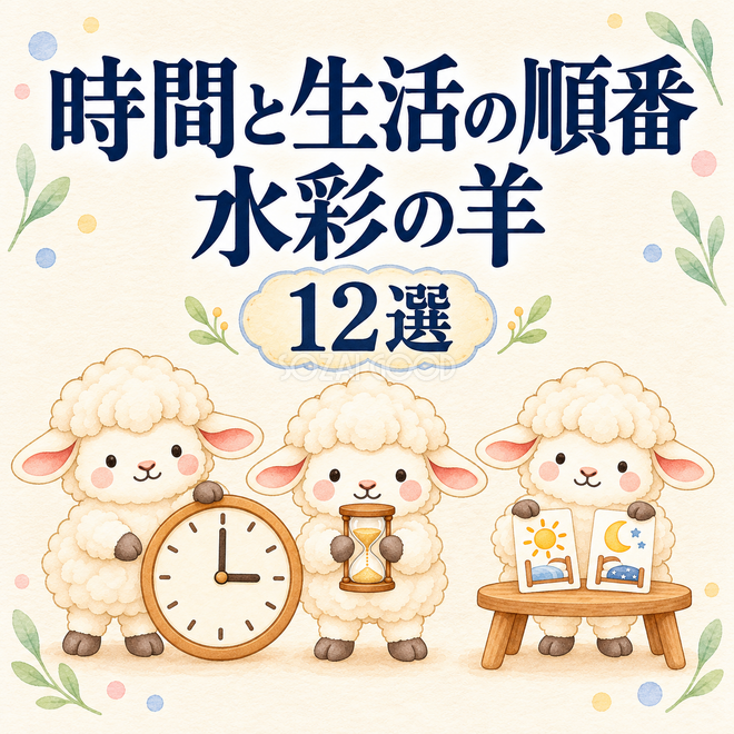 時間と生活の順番を伝える水彩羊12選