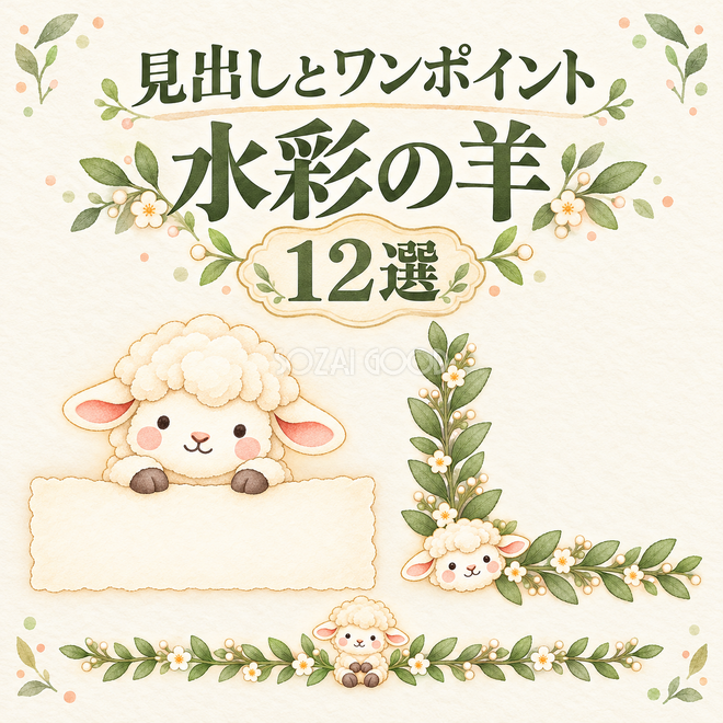 見出しとワンポイントの水彩羊12選