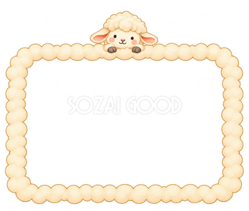 羊の角丸お知らせフレーム｜かわいい水彩の無料イラスト素材 117772
