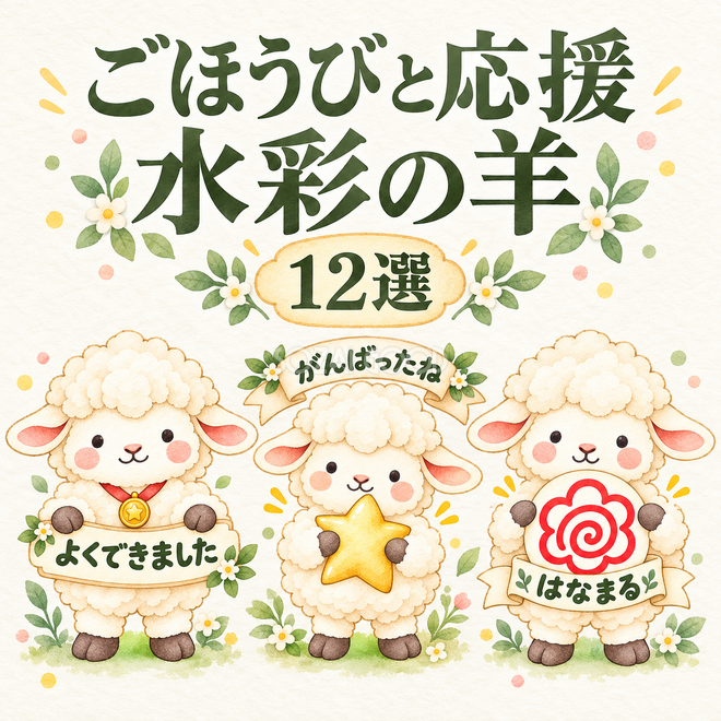 ごほうびと応援の水彩羊12選