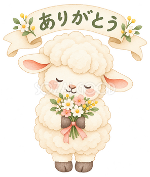 ありがとうの羊｜かわいい水彩の無料イラスト素材 117783