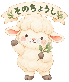 そのちょうしの羊｜かわいい水彩の無料イラスト素材 117788