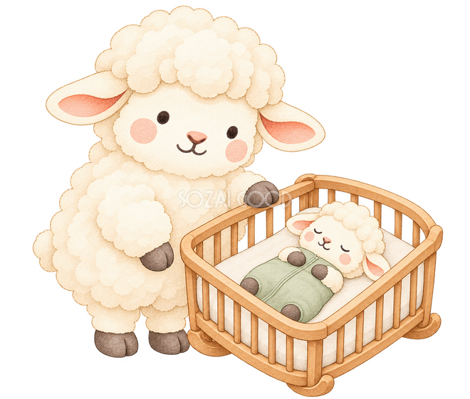 赤ちゃんを寝かしつける羊 赤ちゃんを寝かしつける羊