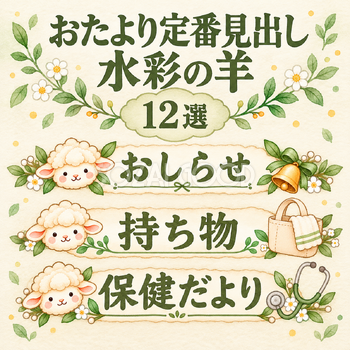 おたより定番見出しの水彩羊12選