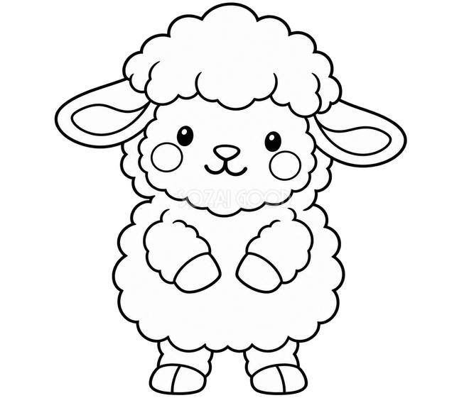 立っている羊のかんたんぬりえ