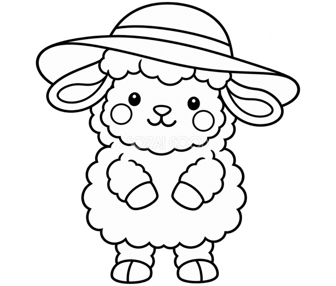 帽子をかぶる羊のかんたんぬりえ 帽子をかぶる羊のかんたんぬりえ