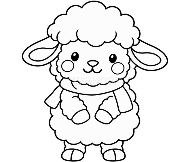 マフラーの羊のかんたんぬりえ マフラーの羊のかんたんぬりえ