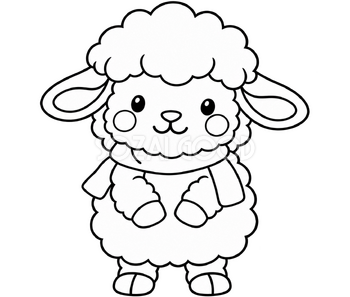 マフラーの羊のかんたんぬりえ｜かわいい無料イラスト・線画素材 117853