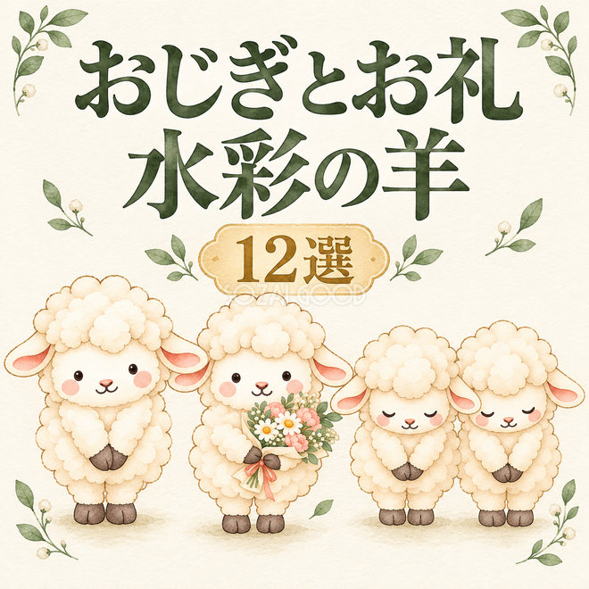 おじぎとお礼の水彩羊12選