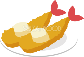 海老フライ 食べ物-食材-グルメイラスト