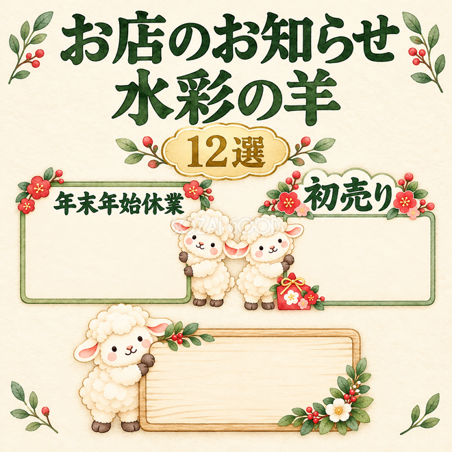 お店のお知らせに使える水彩羊12選 お店のお知らせに使える水彩羊12選