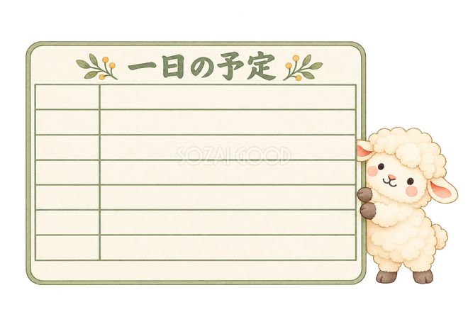 一日の予定表と羊