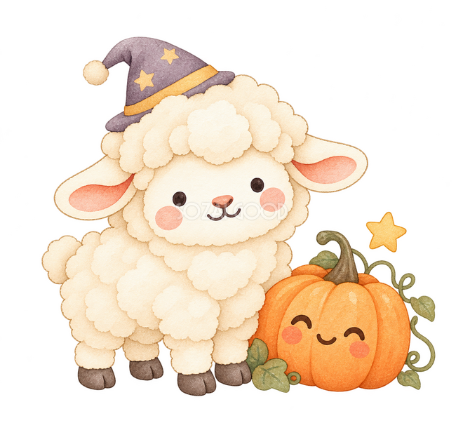 ハロウィンのかぼちゃと羊