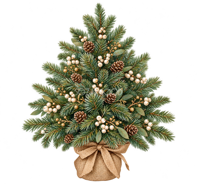 白い木の実のクリスマスツリー