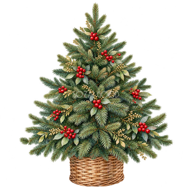 赤い実を飾ったクリスマスツリー 赤い実を飾ったクリスマスツリー