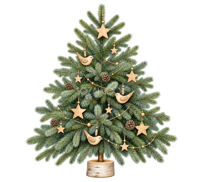 木の飾りの北欧クリスマスツリー 木の飾りの北欧クリスマスツリー