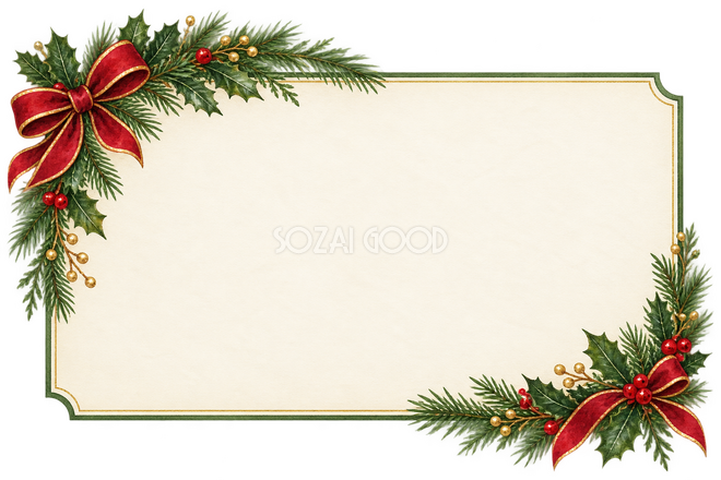 赤いリボンのクリスマス営業案内枠 赤いリボンのクリスマス営業案内枠