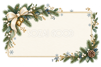雪の結晶のクリスマスお知らせ枠｜水彩の無料イラスト素材 118114
