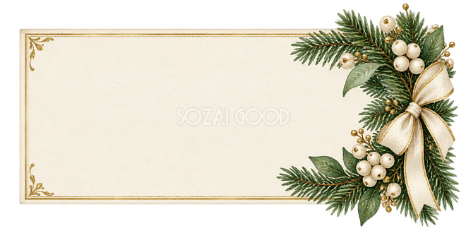 モミと白い実のクリスマス席札 モミと白い実のクリスマス席札