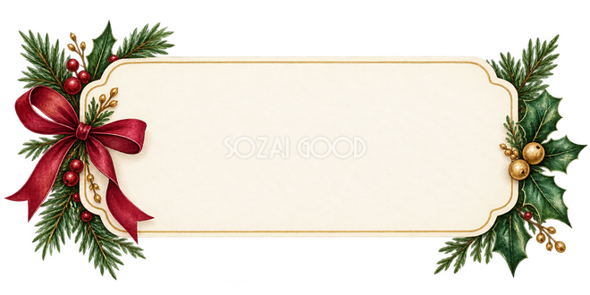 赤いリボンのクリスマスメッセージ札 赤いリボンのクリスマスメッセージ札