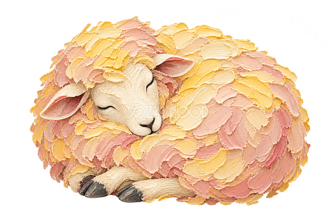 厚塗りで描いた眠る羊 厚塗りで描いた眠る羊