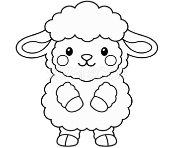 正面の羊の切り抜き型紙｜手作りに使える無料イラスト素材 118247