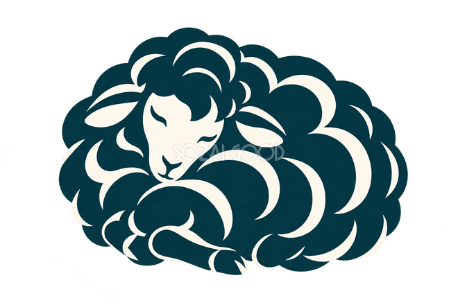 切り絵シルエットで描いた眠る羊 切り絵シルエットで描いた眠る羊