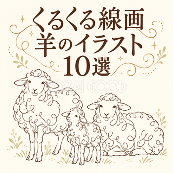 くるくる線画の羊10選