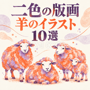 二色の版画の羊10選