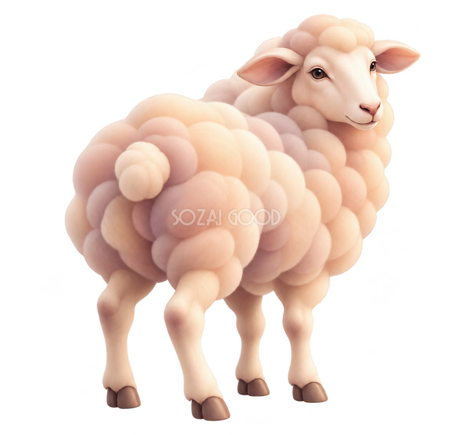 エアブラシで描いた振り返る羊