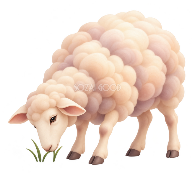 エアブラシで描いた草を食べる羊 エアブラシで描いた草を食べる羊