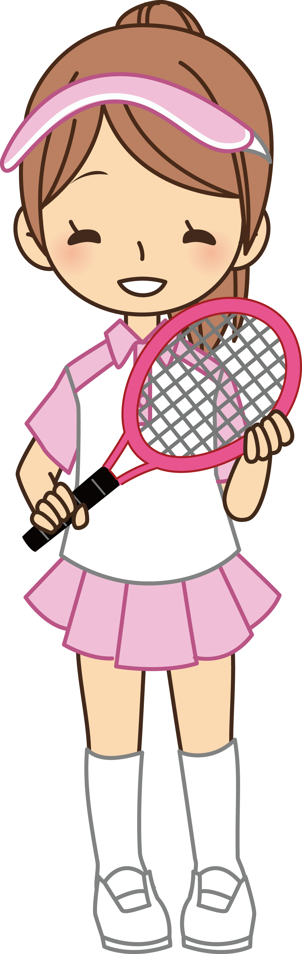 女性テニス選手がラケット 無料スポーツイラストに写真・文字を入れる