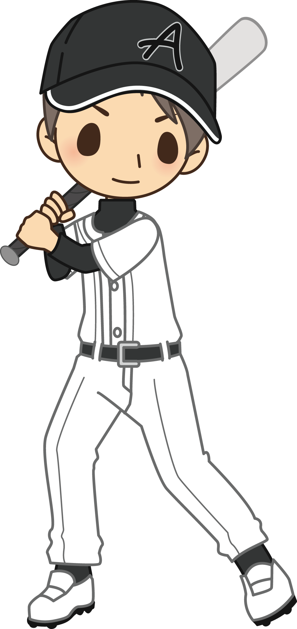 野球選手が素振り 無料スポーツイラストに写真・文字を入れる