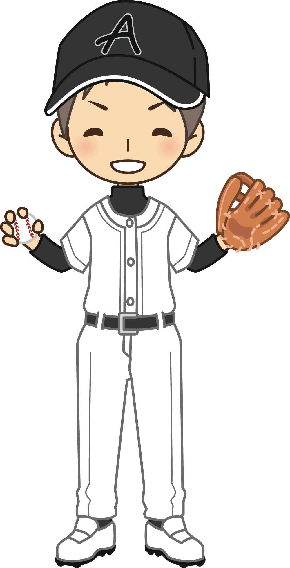 グローブとボールを持つ野球選手 無料スポーツイラストに写真・文字を入れる