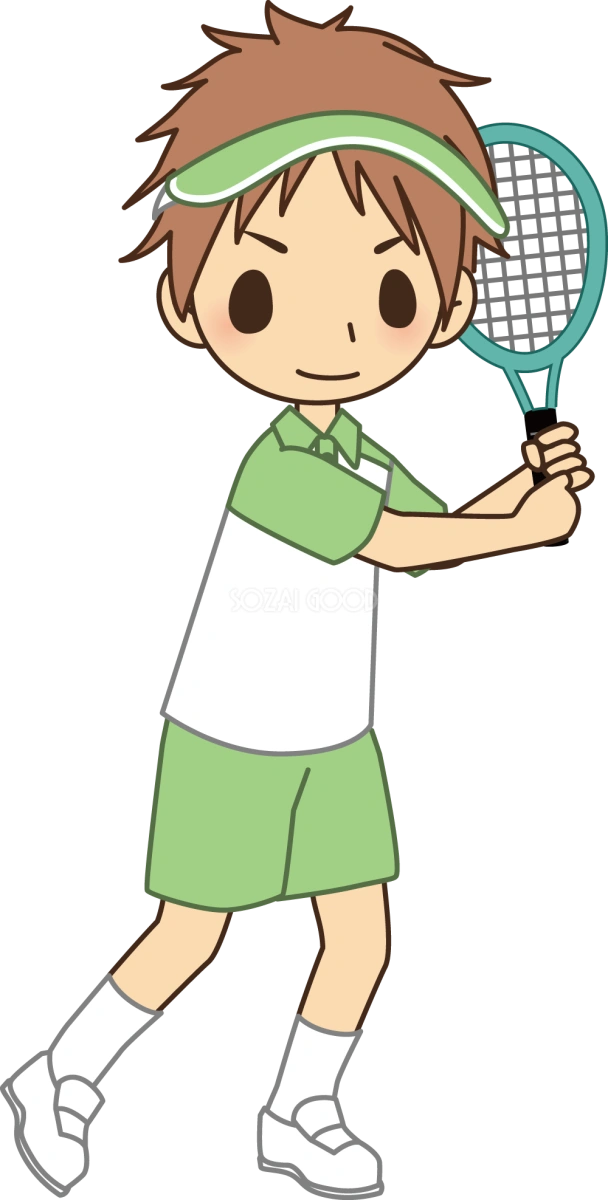 男性テニス選手が素振り 無料スポーツイラスト