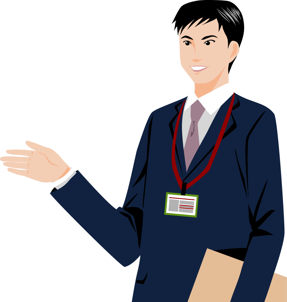 笑顔で手を差し出す男性 ビジネスマン 無料イラストに写真・文字を入れる