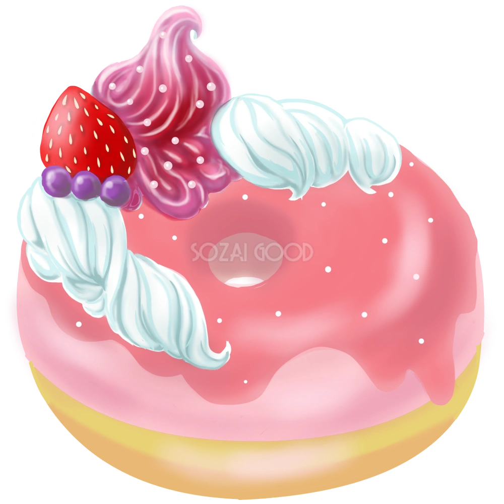 リアルなドーナツ・その1 食べ物 無料イラスト