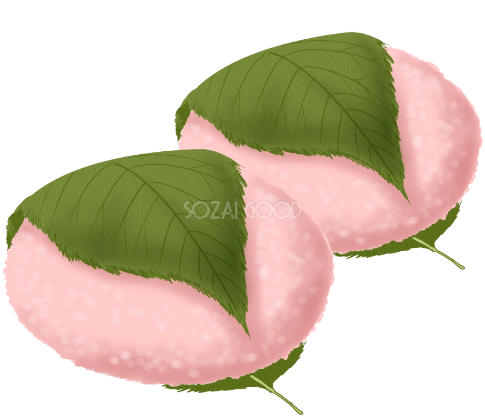 リアルな和菓子・桜餅 食べ物 無料イラスト