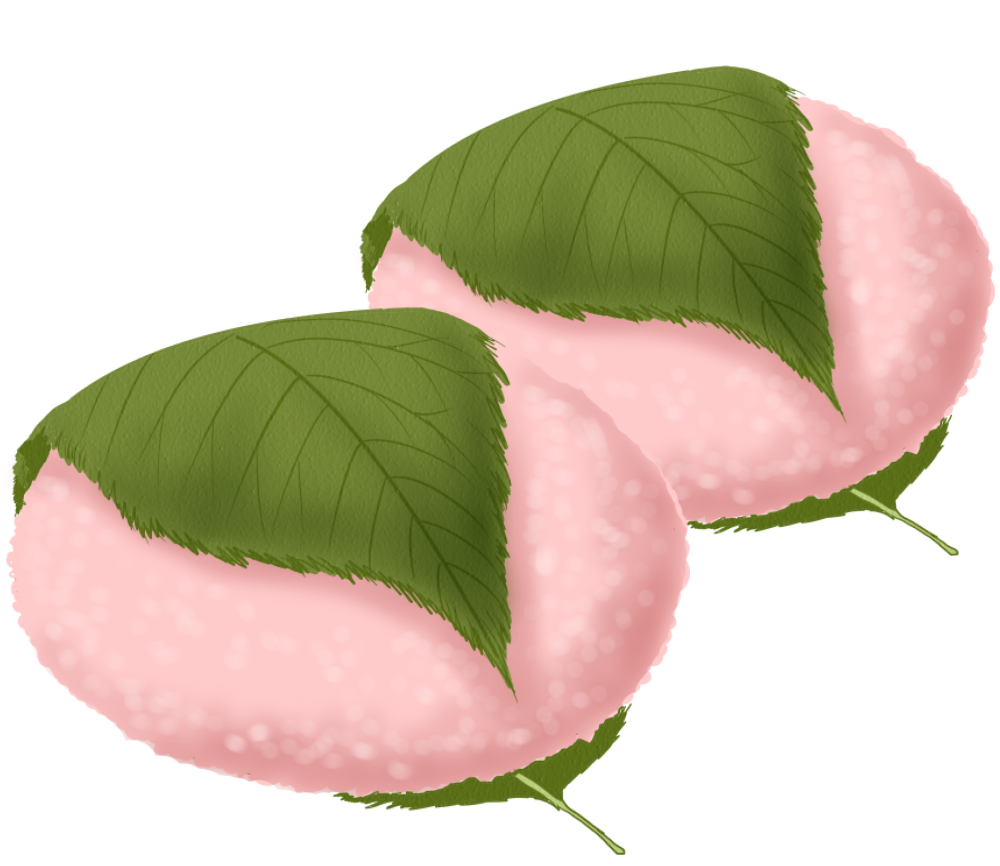 リアルな和菓子・桜餅 食べ物 無料イラストに写真・文字を入れる
